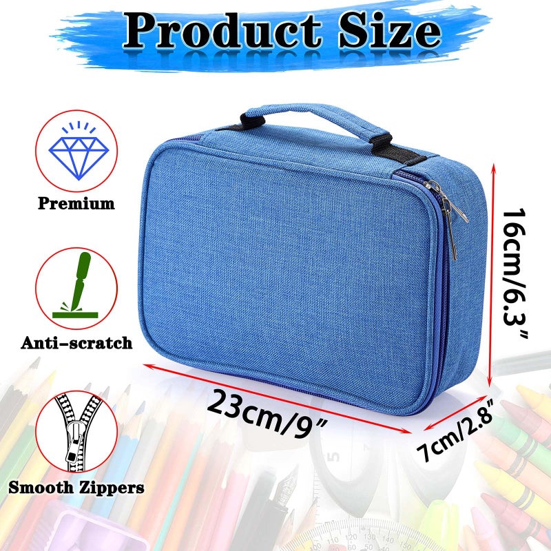 BTSKYÂ® High Capacity Zipper Pens Pencil Case- Multi-Functional Stationery Pencil Pouch 72 Slots Colored Pencil Case Portable Pencil Bags With 2 Removable Sleeves(Blue) - Image 3